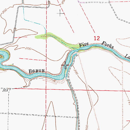 Topographic Map of Five Forks Lake, AR