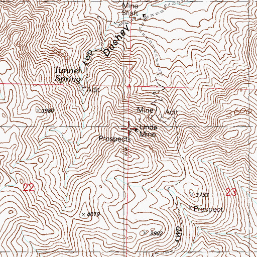 Topographic Map of Linda Mine, AZ