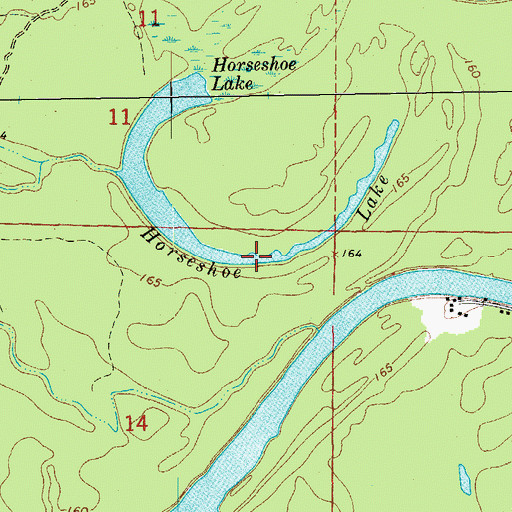 Topographic Map of Horseshoe Lake, AR
