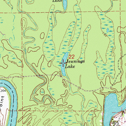 Topographic Map of Jennings Lake, AR