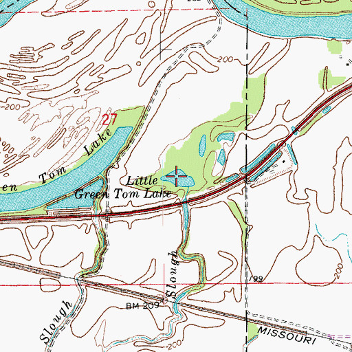 Topographic Map of Little Green Tom Lake, AR
