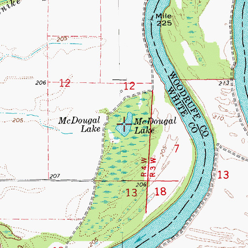 Topographic Map of McDougal Lake, AR
