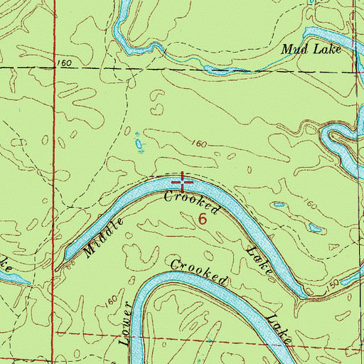 Topographic Map of Middle Crooked Lake, AR