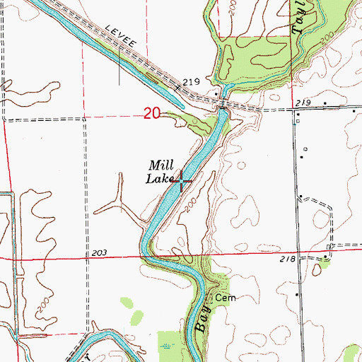 Topographic Map of Mill Lake, AR