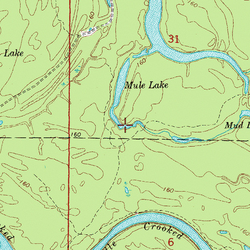 Topographic Map of Mule Lake, AR