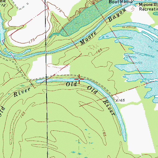 Topographic Map of Old Old River, AR