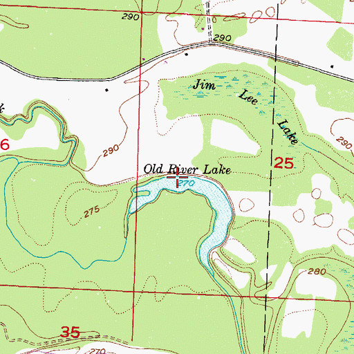 Topographic Map of Old River Lake, AR