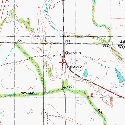 Topographic Map of Overcup, AR