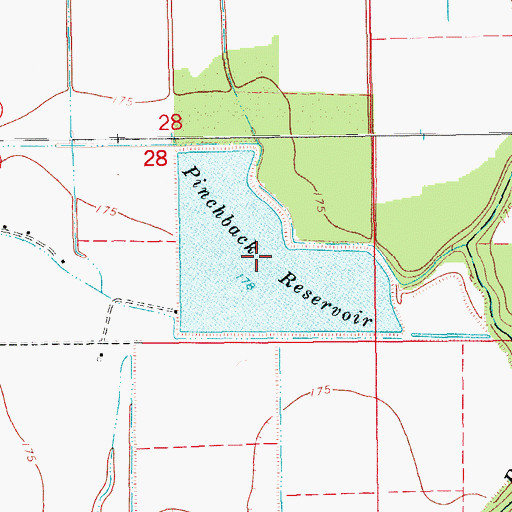 Topographic Map of Pinchback Reservoir, AR