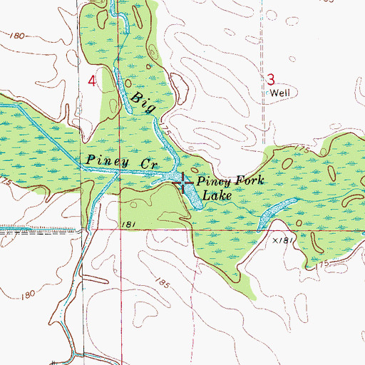 Topographic Map of Piney Fork Lake, AR