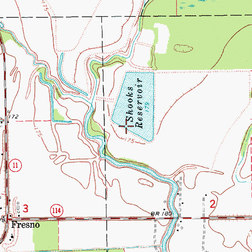 Topographic Map of Shooks Reservoir, AR