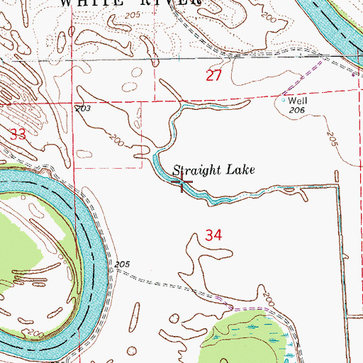 Topographic Map of Straight Lake, AR