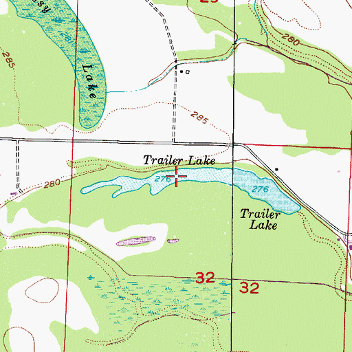 Topographic Map of Trailer Lake, AR
