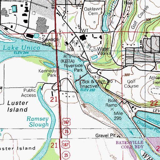 Topographic Map of Lake Unico, AR