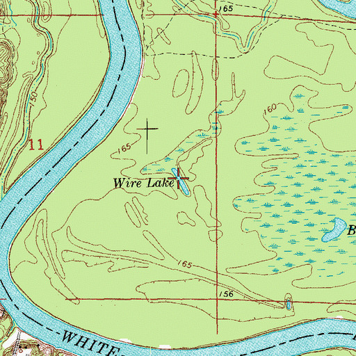 Topographic Map of Wire Lake, AR