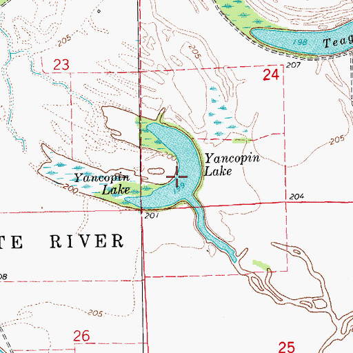 Topographic Map of Yancopin Lake, AR