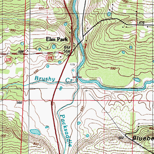 Topographic Map of Packsaddle Creek, AR