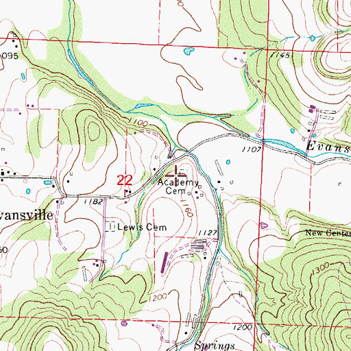 Topographic Map of Academy Cemetery, AR