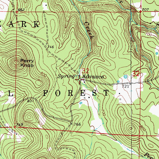 Topographic Map of Advance, AR