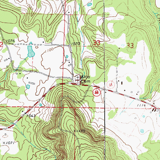 Topographic Map of Alco Cemetery, AR