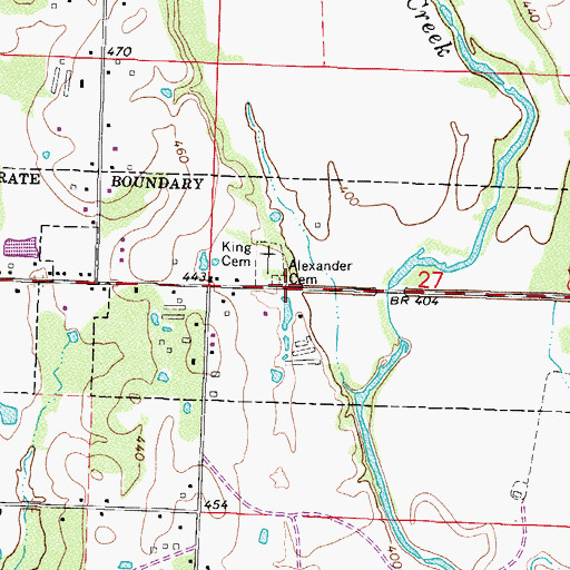 Topographic Map of Alexander Cemetery, AR