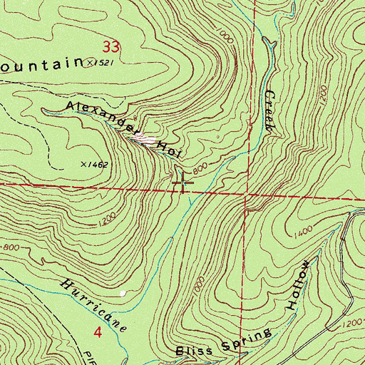 Topographic Map of Alexander Hollow, AR