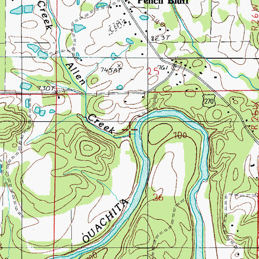 Topographic Map of Allen Creek, AR