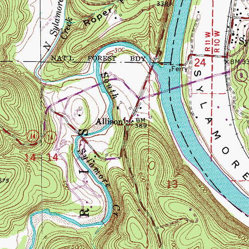 Topographic Map of Allison, AR
