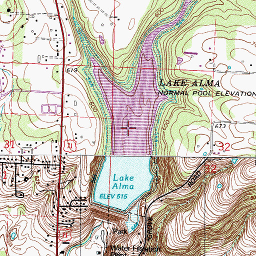 Topographic Map of Lake Alma, AR