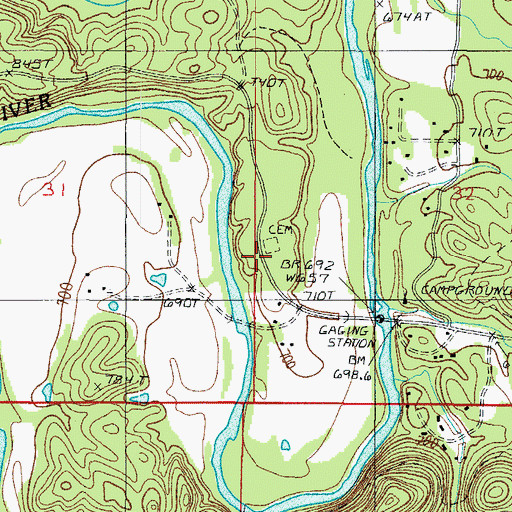 Topographic Map of Amason Cemetery, AR