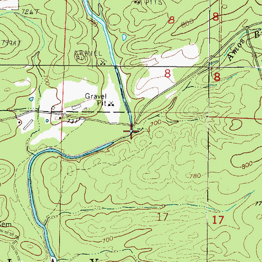 Topographic Map of Amos Branch, AR