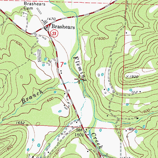 Topographic Map of Anderson Branch, AR
