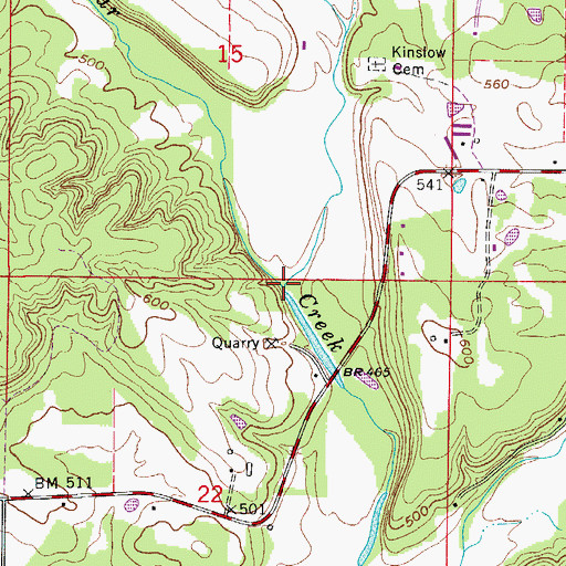 Topographic Map of Anderson Creek, AR