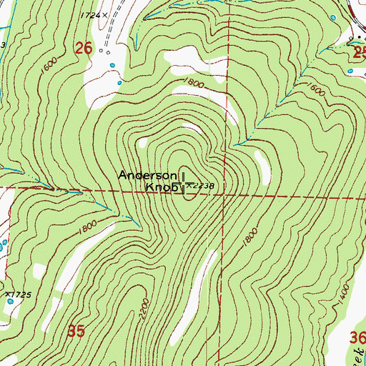 Topographic Map of Anderson Knob, AR