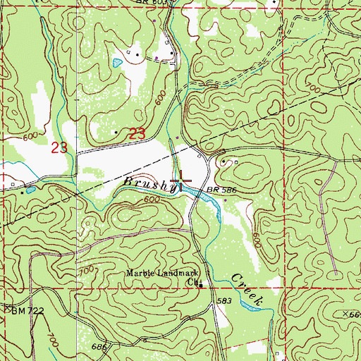 Topographic Map of Angling Creek, AR