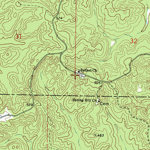 Topographic Map of Bethel (historical), MS
