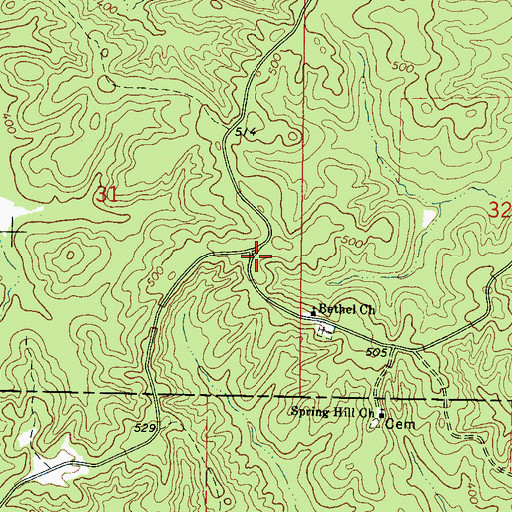 Topographic Map of Chestnut Grove Baptist Church, MS