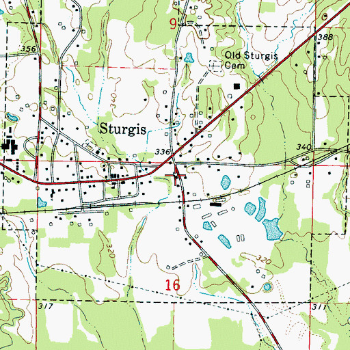 Topographic Map of Sturgis United Methodist Church, MS