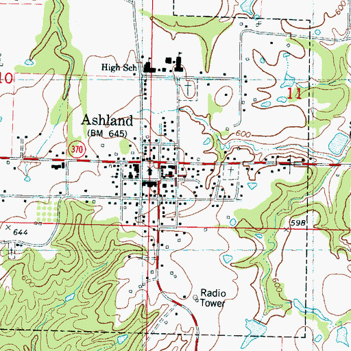 Topographic Map of Ashland Baptist Church, MS