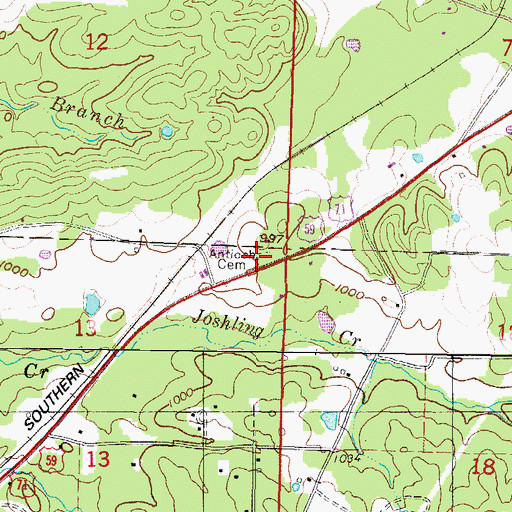 Topographic Map of Antioch Cemetery, AR