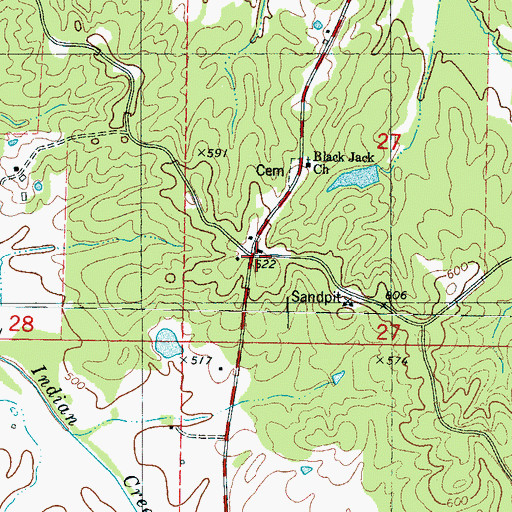 Topographic Map of Black Jack, MS