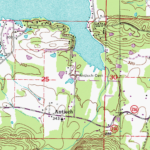 Topographic Map of Antioch Cemetery, AR