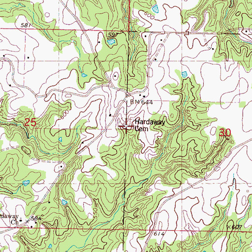 Topographic Map of Hardaway Cemetery, MS