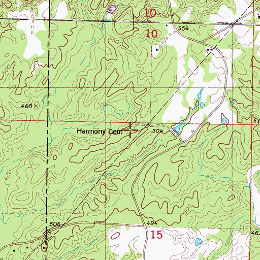 Topographic Map of Harmony Cemetery, MS