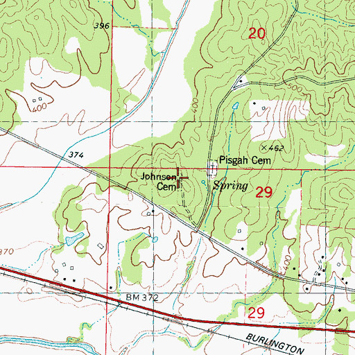Topographic Map of Johnson Cemetery, MS