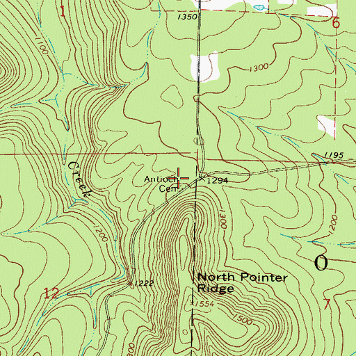 Topographic Map of Antioch Cemetery, AR