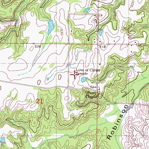Topographic Map of Love of Christ Temple, MS