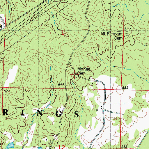 Topographic Map of McKee Cemetery, MS