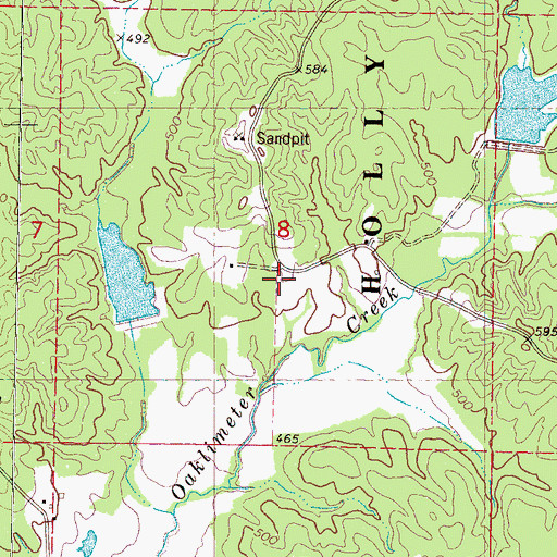 Topographic Map of Oaklimetal (historical), MS