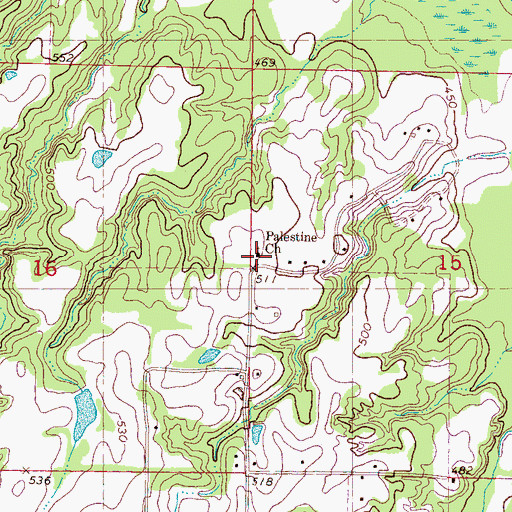 Topographic Map of Palestine Church, MS